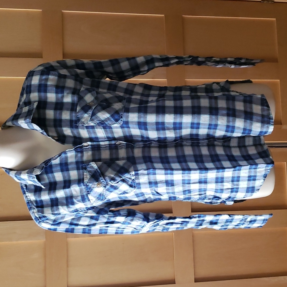 AEO American Eagle Plaid Long Sleeve Button Down Shirt Top Size XS/TP